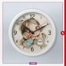 ساعت دیواری اتاق کودک برند مینوریا طرح دخترانه کد p-507