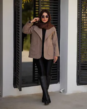 پالتو پشمی مدل یقه امریکایی جیب کد 766