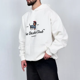 هودی مردانه سفید پنبه سه نخ طرح dog