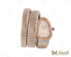 ساعت بولگاری ماری زنانه رزگلد نقره ای سفید نگین‌دار Bvlgari-3979-L