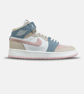 کفش کتانی ساق‌دار زنانه صورتی سفید کرم آبی NIKE jordan 1 مدل 7953