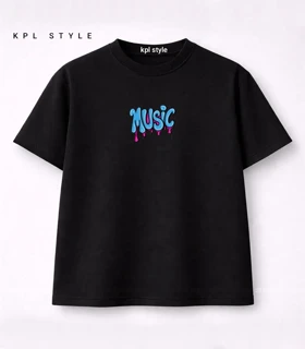 تیشرت باکسی یونیسکس طرح MUSIC کد 1456