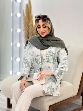 مانتو ژاکارد جلو باز طرح دار