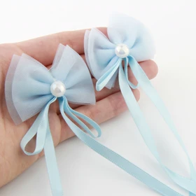 گیره مو دخترانه مدل پاپیون آویز دار (آبی)