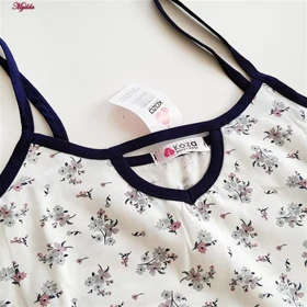 ست تاپ و شلوارک زنانه کوزا مدل پنبه‌ای سرمه ای کد 9184-3