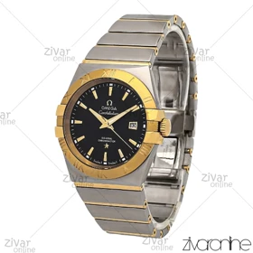 ساعت امگا کانسلیشن مردانه طلایی نقره ای صفحه مشکی 106881