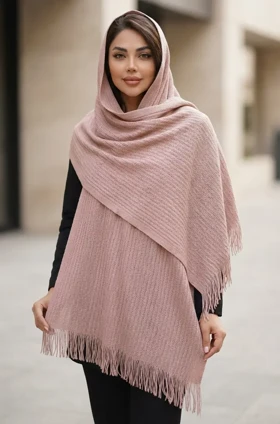 شال بافت ساده صورتی - تجلی لطافت و گرما در زمستان