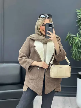پالتو جیب پرچی یقه خز