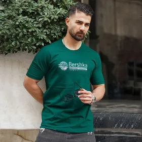 تیشرت مردانه Bershka برشکا رنگ سبز پررنگ