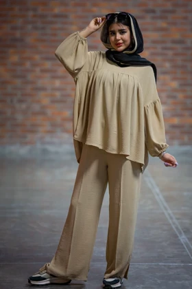 مانتو شلوار کنفی کراش چین‌دار