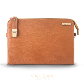 کیف دوشی و دستی چرم یلسان مدل آیسل کد 015-BF (عسلی)