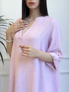 پیراهن لینن یقه هفت