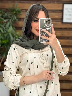 مانتو جلو بسته طرح کاکتوس
