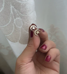 گوشواره میخی استیل طرح ماه و ستاره – ضد حساسیت و رنگ ثابت