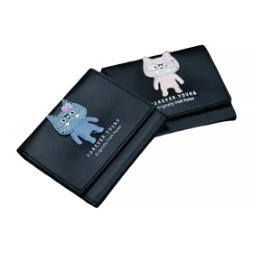 کیف پول سه لت گربه عینکی مدل MSN161-36 (مشکی)