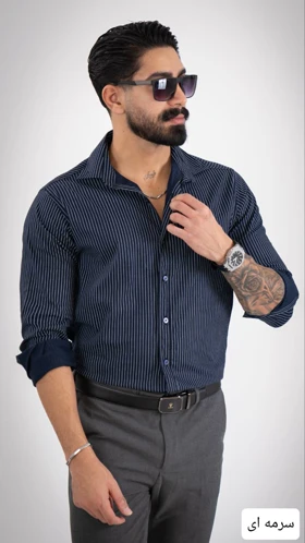 پیراهن مردانه راه راه اذین_کد4638