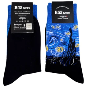 جوراب ساق بلند طرح شب پر ستاره نخ پنبه اعلا 36-44