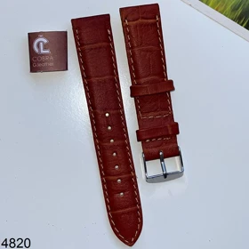 بند چرم کبری عسلی خشتی سایز 20mm کد 4820