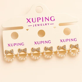 گوشواره طلایی پاپیونی با مروارید | مدل فانتزی و ظریف دخترانه