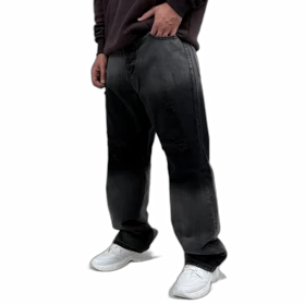 شلوار جین بگ مردانه طوسی مشکی مدل دورنگ