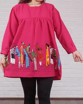 شومیز لینن بازار 6935 (سرخ آبی)