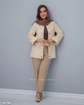 کت لینن گلدوزی شده مزونی
