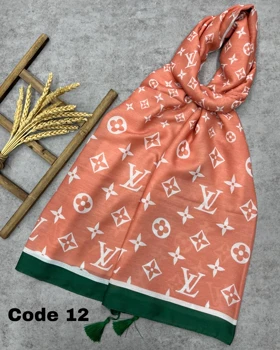 شال نخ پنبه رنگ هلویی 3582