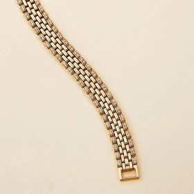 دستبند ژوپینگ زنانه طرح رولکسی نگین‌دار | رنگ ثابت و ضد حساسیت