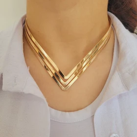 گردنبند چوکر (طوق) گردن مدل وی سه لاین