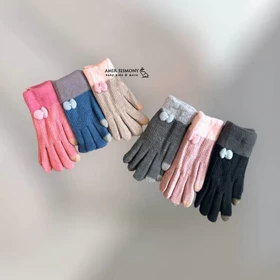 دستکش دخترانه بچگانه طرح پاپیون