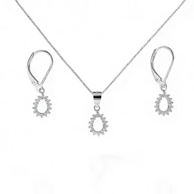 نیم ست نقره 925 اصل مدل اشکی نگین‌دار