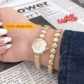 ست ساعت و دستبند انگشتر استیل نگینی زنانه