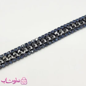 دستبند زنانه ترکیب کارتیه و تنیسی مشکی سرمه ای کد 650