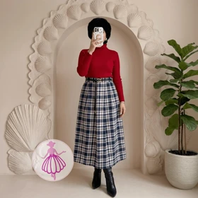 دامن چهارخونه پشمی بلند در رنگبندی متنوع(کالکشن 1)