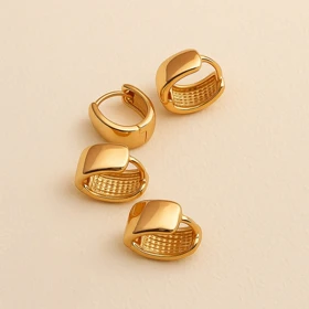 گوشواره ژوپینگ طلایی زنانه | مدل ساده و خاص با قفل کلیپسی