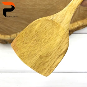 کفگیر برگردان چوبی پهن بلند 35 سانت