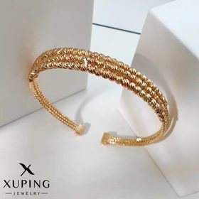 بنگل ژوپینگ طرح بافت حلقه‌ای طلایی (کاف باز)