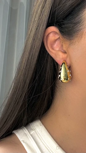 گوشواره قطره‌ای نگین‌دار