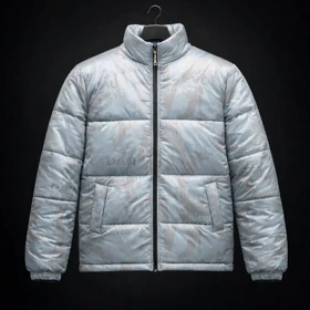 کاپشن پفکی باکسی آبی فیروزه ای اولد مانی با طراحی انتزاعی فوقالعاده خفن و مدرن 2026