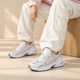 کتانی مدل new balance 530-سفید صورتی کد 1504