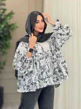 مانتو طرح گل چین‌دار 6749