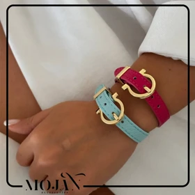 دستبند چرمی زنانه کمربندی کد dzch1004