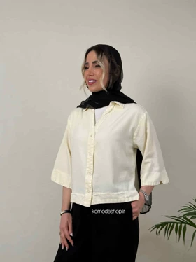شومیز سیلک باکسی کراپ زنانه (زرد کره ای)