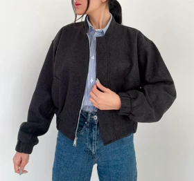 بامبر ژاکت زنانه فوتر وارداتی آستردار ضخیم قد 55