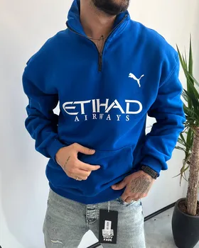 دورس نیم زیپ داخل کرک PUMA ETIHAD رنگ آبی کاسپین