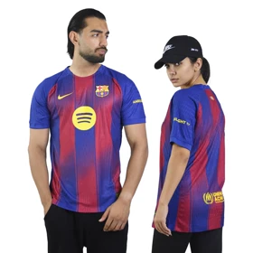 تیشرت فوتبالی پلیری بارسلونا مدل Nike-2025-26 آبی قرمز