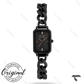 ساعت کرست زنانه 6355-5 مشکی مستطیلی بند کارتیری Crest-11182-L