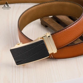 کمربند ساده ریلی Leather Ratchet Belt BL73 (قهوه‌ای)