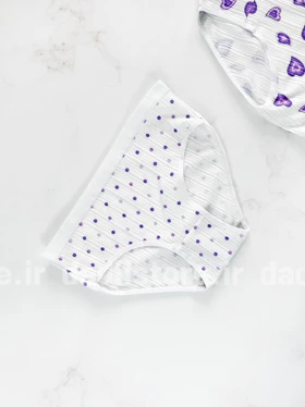 شورت اسلیپ نخ پنبه عروسکی طرحدار سفید بنفش