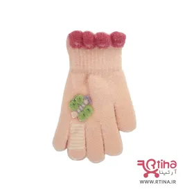 دستکش زمستانی بچه گانه/ دخترانه موهر طرح پروانه برجسته